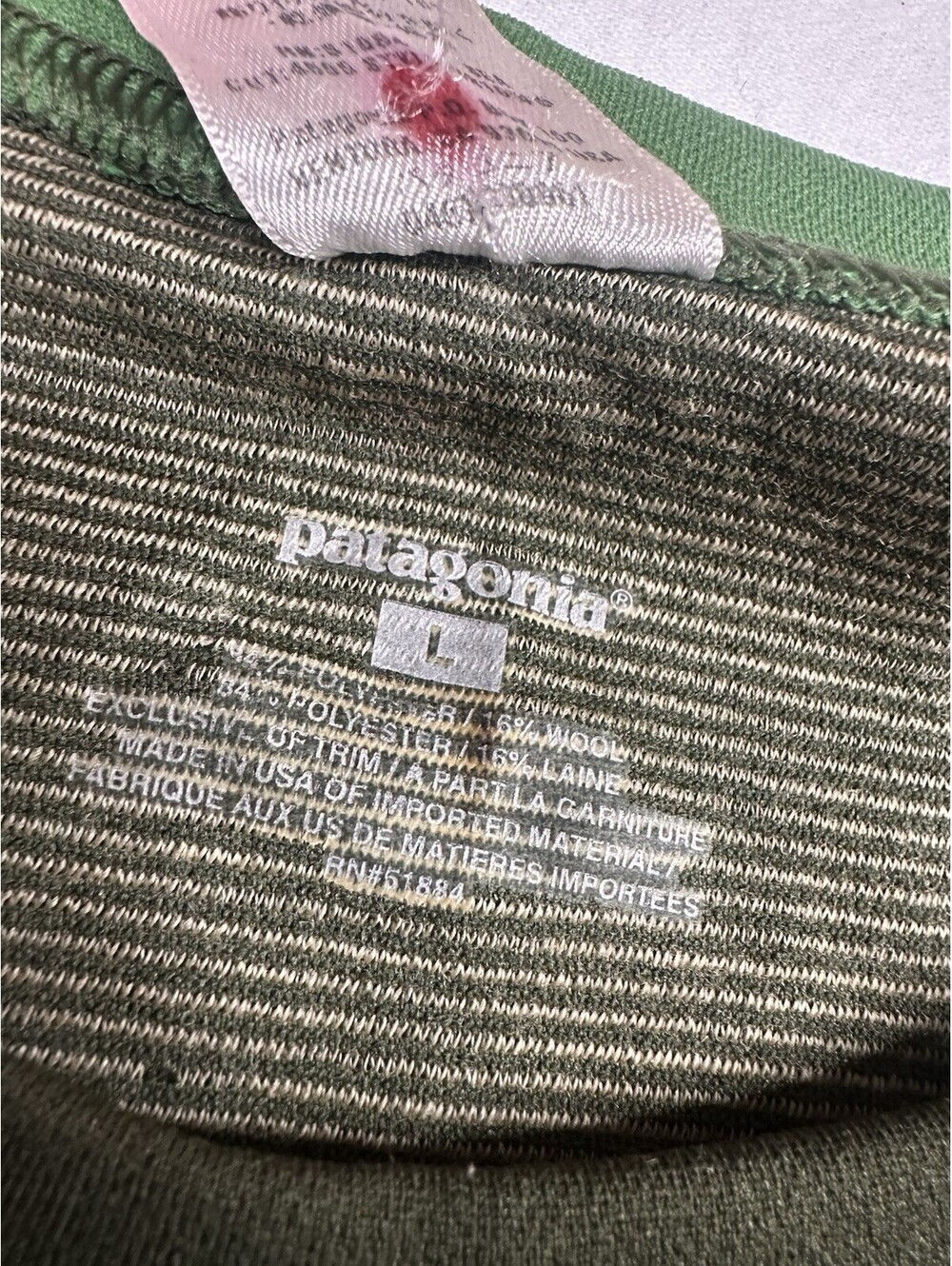 Patagonia Men’s Green Striped Capilene Long Sleeve Shirt Size L - Picture 5 of 6